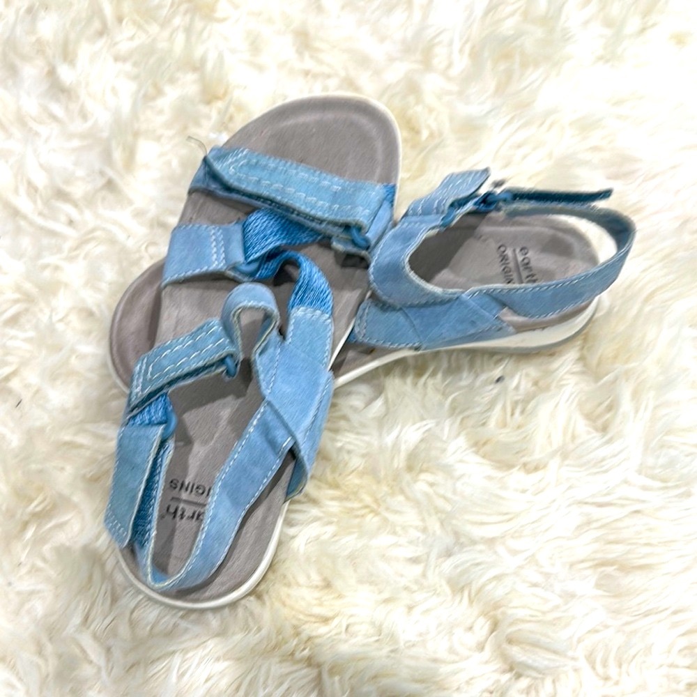 Earth Origins Blue and Gray Sandals with Slingback Design